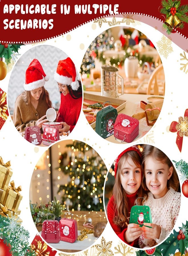 BrightRow 6 Sets Christmas Cookie Tins with Lids Xmas Metal Cookie Tin Box with Bow Bell Handbag Santa Clause Snowman Snowflake Card Tin Boxes for Christmas Party Decor Holiday Gifts - Image 4